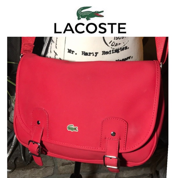 Lacoste Handbags - Lacoste Vtg red pvc messenger crossbody purse